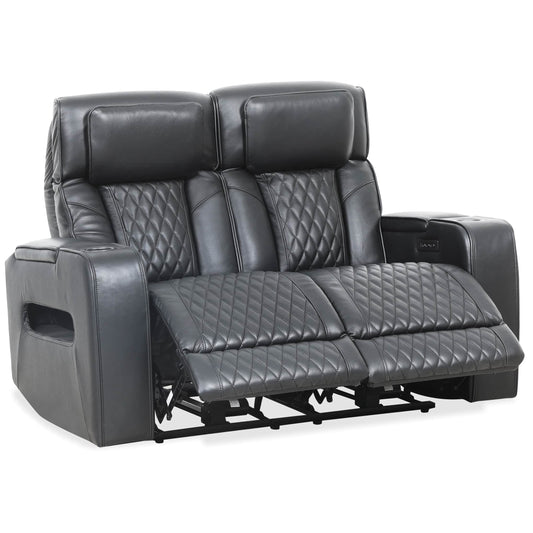 Levoluxe Colton 58" Leather Match Power Reclining 2 Seater Loveseat with Power Headrest, Cupholders and Storage, image 2