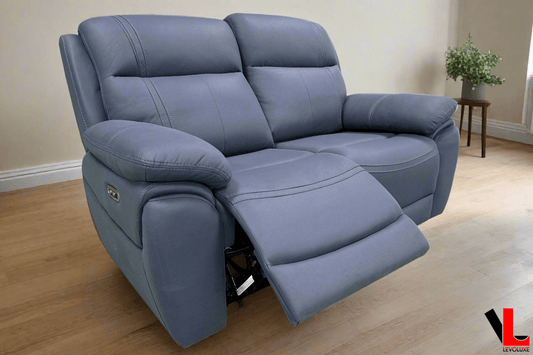 Levoluxe Loveseat Regent 62" Jaxxon Blue Power Reclining 2 Seater Loveseat with Power Headrests