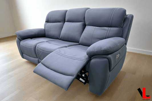 Levoluxe Sofa Regent 83" Jaxxon Blue Power Reclining 3 Seater Sofa with Power Headrests