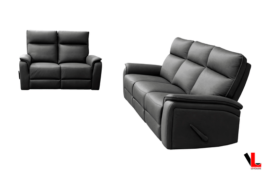 Levoluxe Sofa Set Sereno 2 Piece Reclining Sofa and Loveseat in Jaxxon Smoke