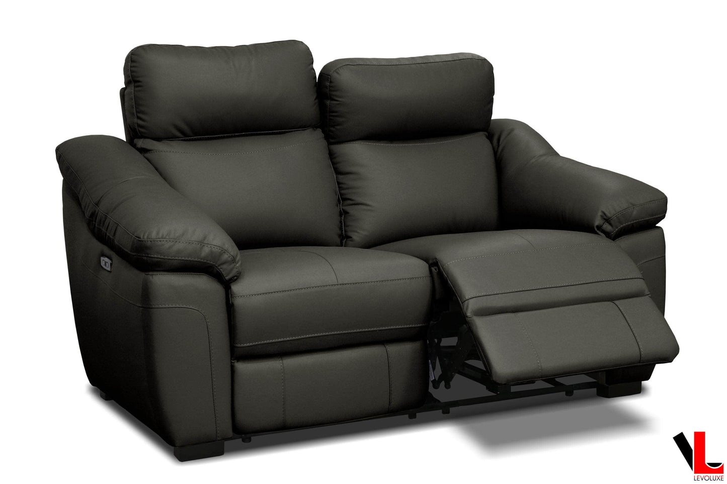 Levoluxe Sofa Set Maverick 2 Piece Power Reclining Sofa and Loveseat Set with Power Headrest in Dark Chocolate Leather Match