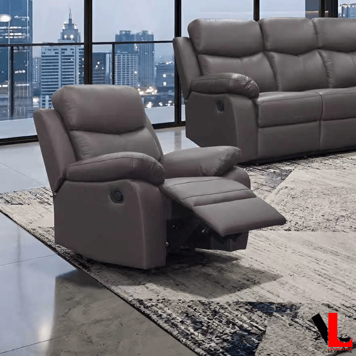 Levoluxe Chair Aveon 38.5" Pillow Top Arm Reclining Chair in Leather Match - Available in 3 Colours
