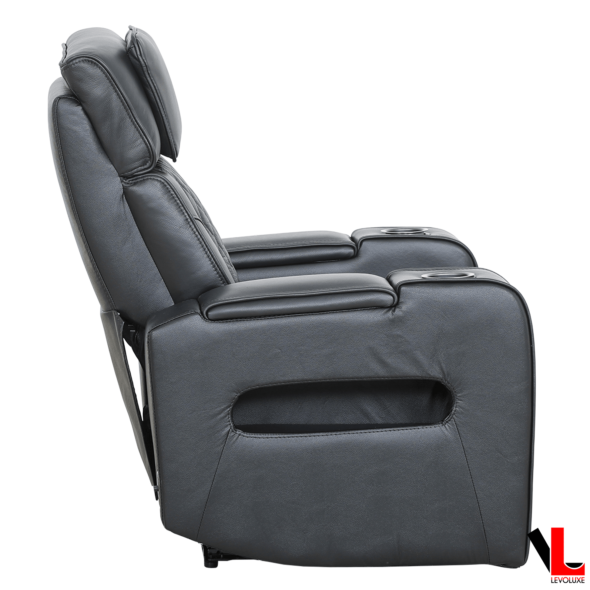 Levoluxe Colton 37" Leather Match Power Glider Reclining Chair with Power Headrest, Cupholders and Storage, image 7