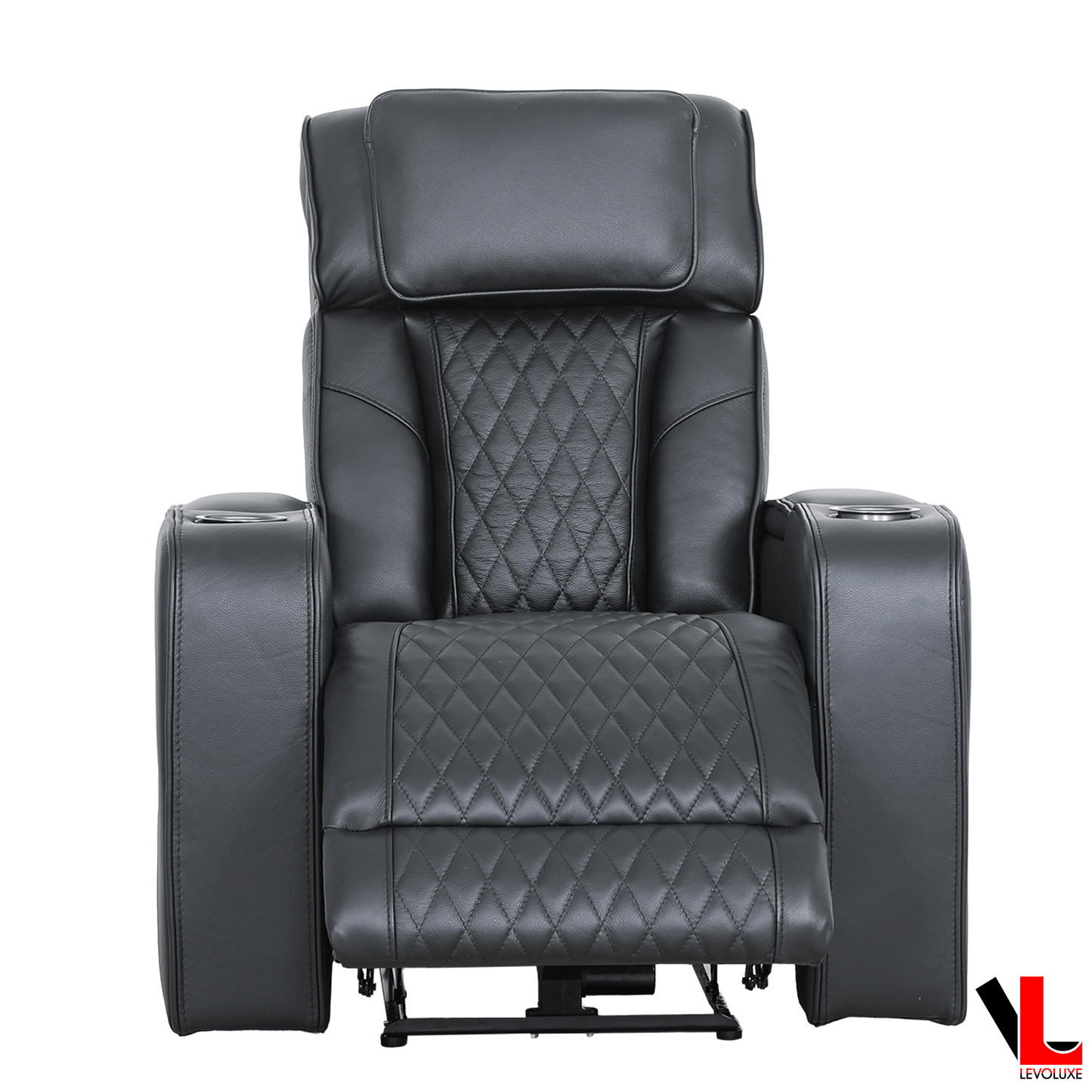 Levoluxe Colton 37" Leather Match Power Glider Reclining Chair with Power Headrest, Cupholders and Storage, image 4