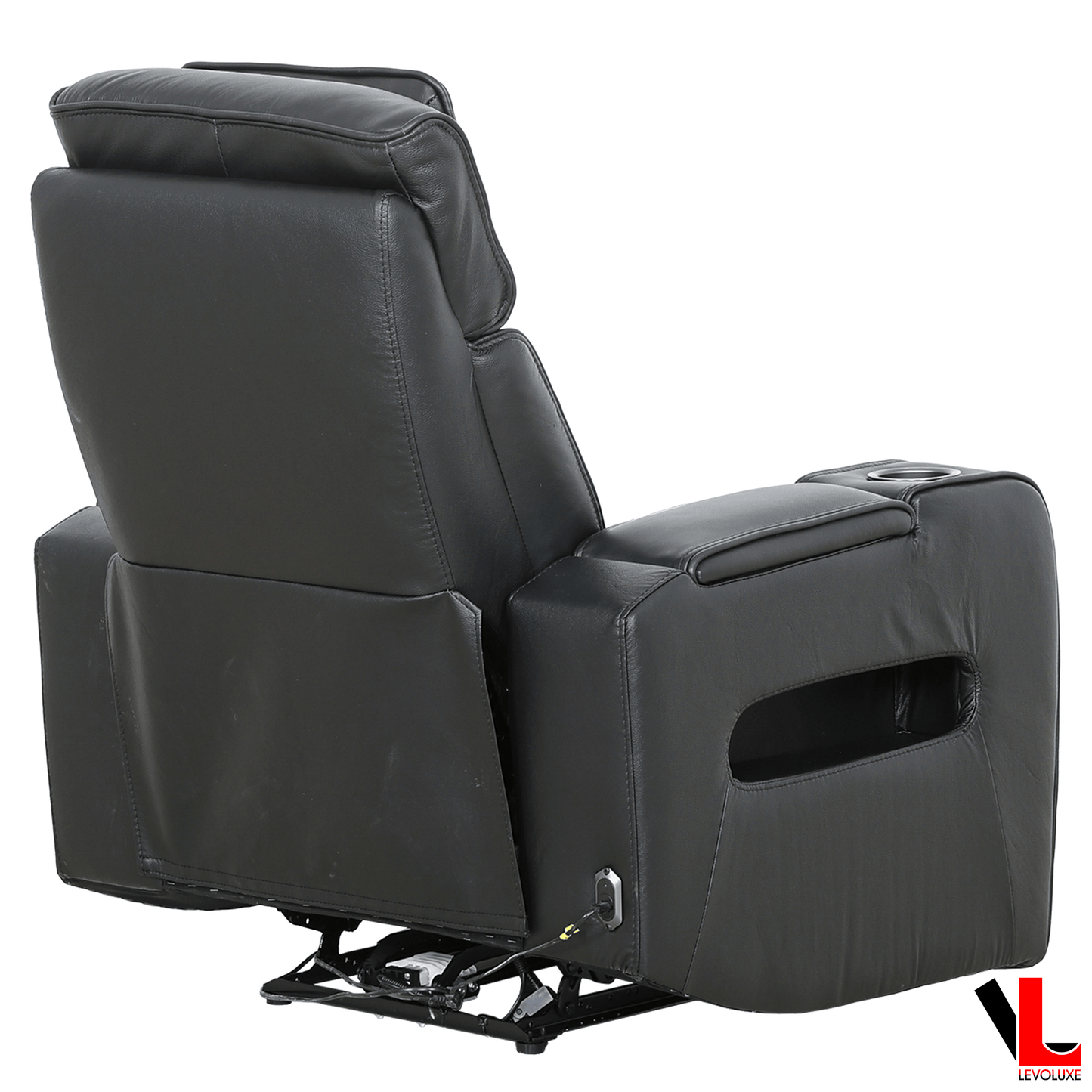 Levoluxe Colton 37" Leather Match Power Glider Reclining Chair with Power Headrest, Cupholders and Storage, image 8