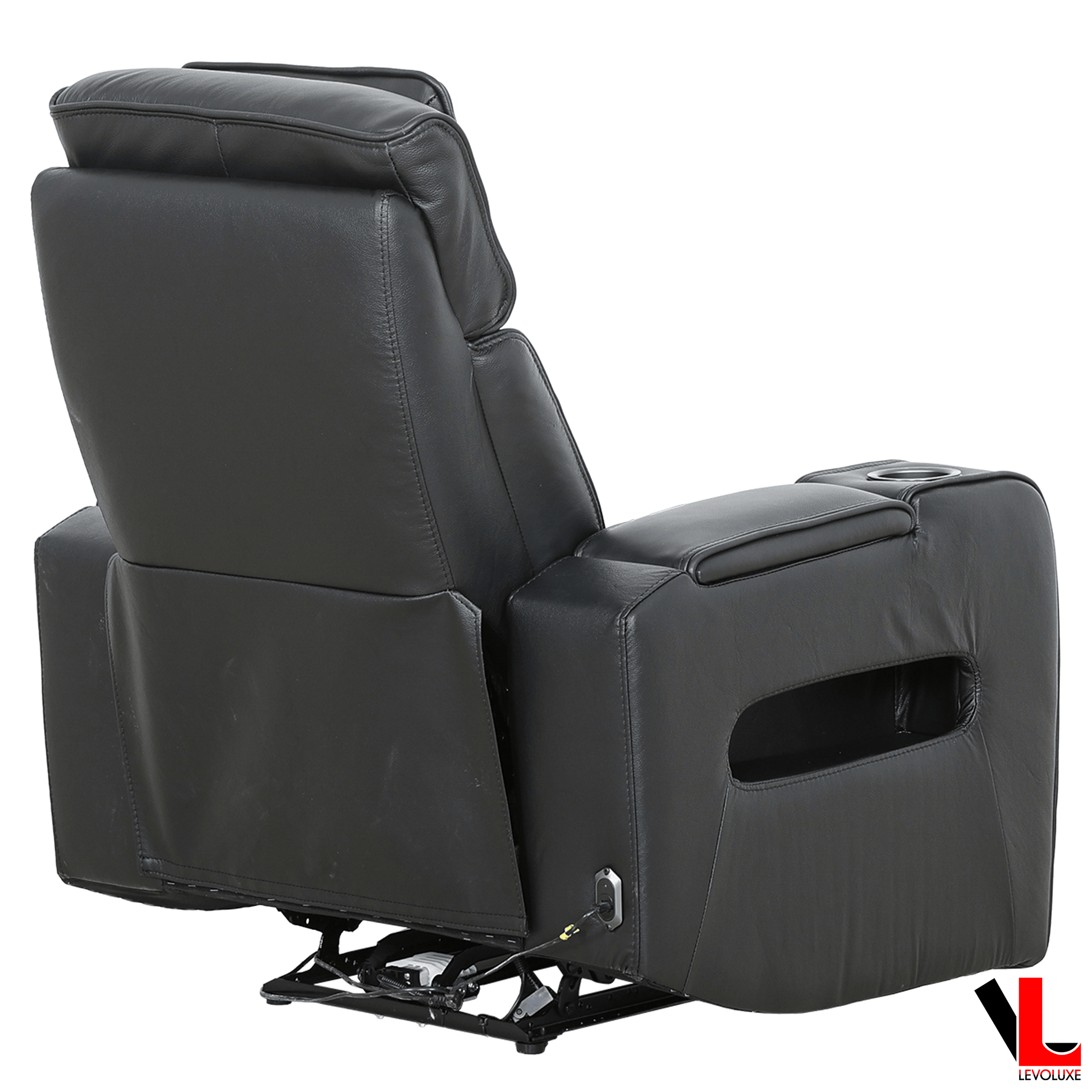 Levoluxe Colton 37" Leather Match Power Glider Reclining Chair with Power Headrest, Cupholders and Storage, image 8
