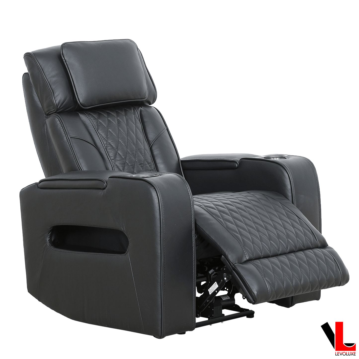 Levoluxe Colton 37" Leather Match Power Glider Reclining Chair with Power Headrest, Cupholders and Storage, image 2