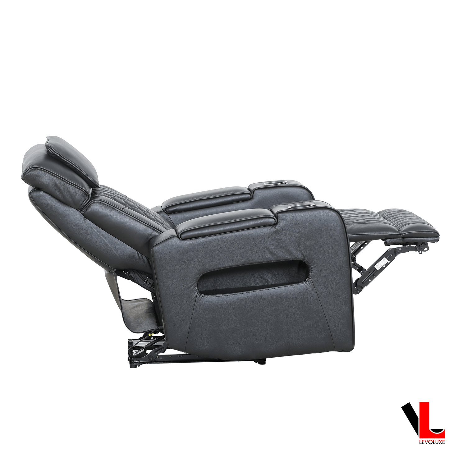 Levoluxe Colton 37" Leather Match Power Glider Reclining Chair with Power Headrest, Cupholders and Storage, image 6