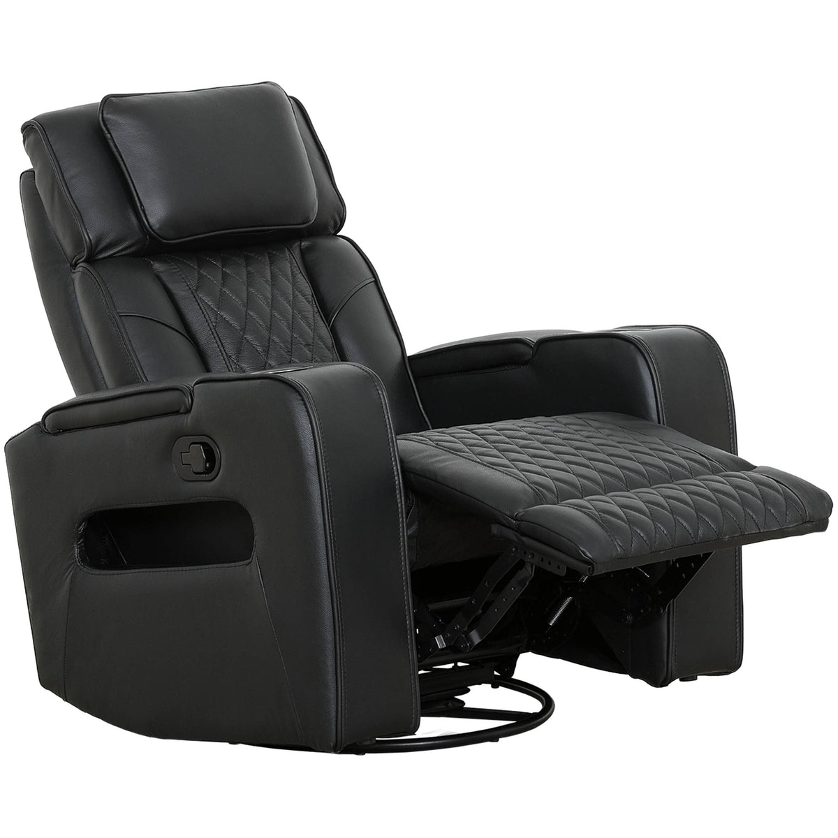 Levoluxe Chair Black Colton 37" Leather Match Swivel Glider Reclining Chair - Available in 2 Colours
