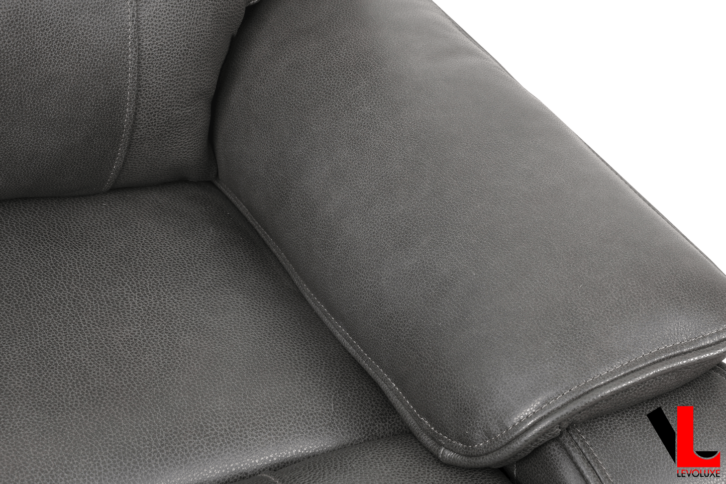 Levoluxe Chair Brindle 36.5" Power Reclining Chair in Charcoal Leather Match