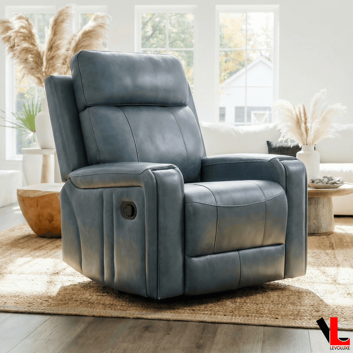 Levoluxe Cavron 37" Leather Match Power Glider Reclining Chair with Power Headrest, image 14