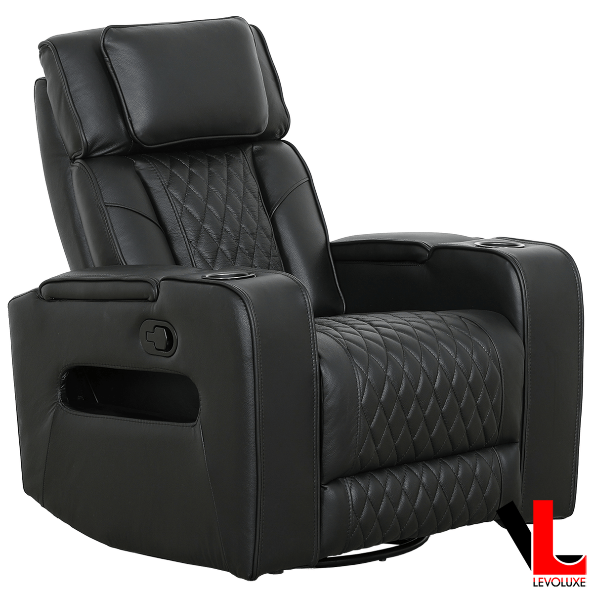 Levoluxe Chair Colton 37" Leather Match Swivel Glider Reclining Chair - Available in 2 Colours