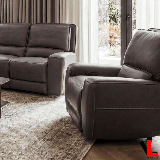Levoluxe Chair Odessa 41.5" Power Reclining Chair with Power Headrest in Tex Grey Leather Match