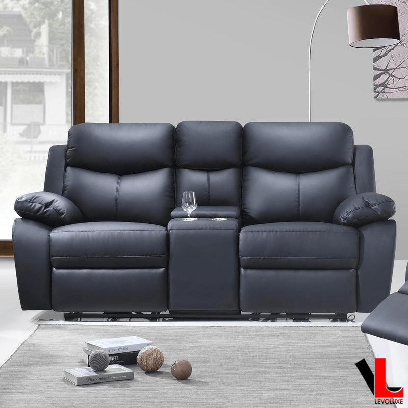Levoluxe Loveseat Aveon 76" Pillow Top Arm Reclining Loveseat with Storage Console in Leather Match - Available in 3 Colours