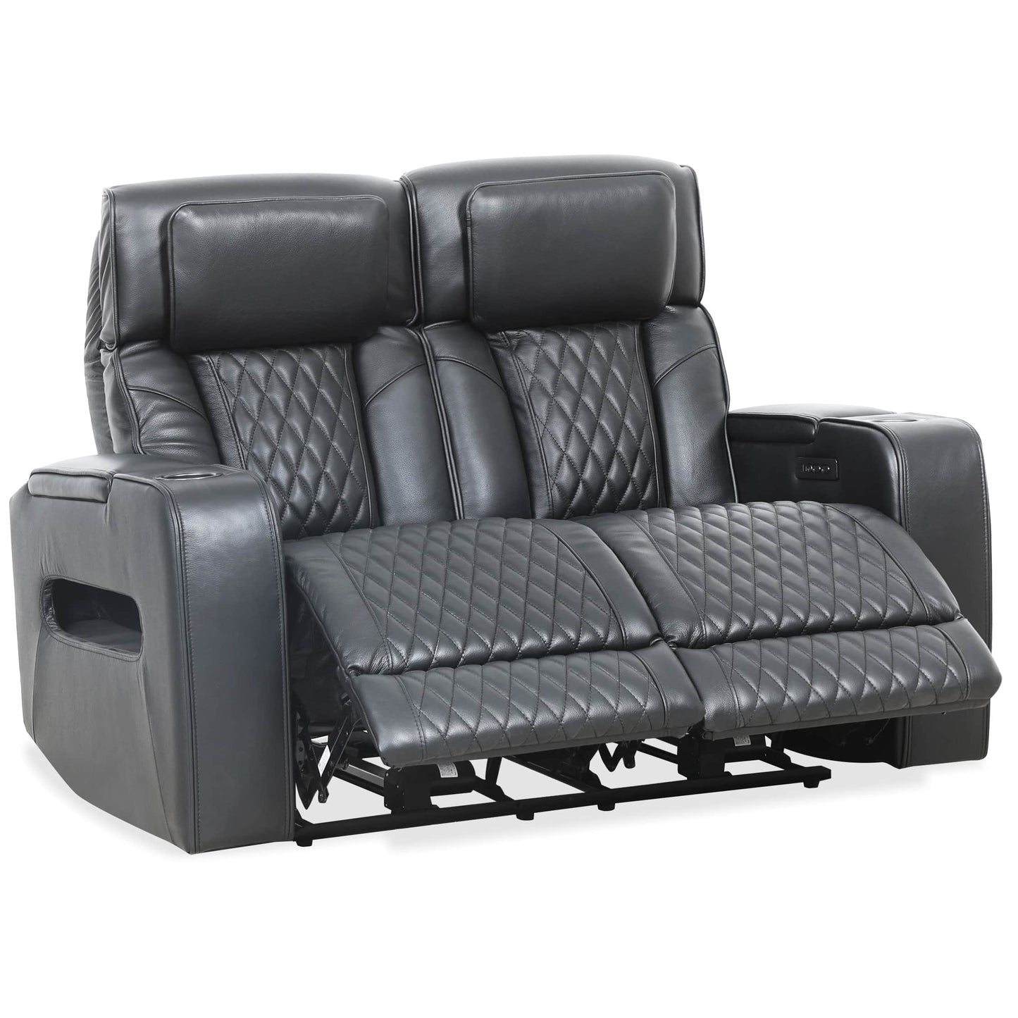 Levoluxe Colton 58" Leather Match Power Reclining 2 Seater Loveseat with Power Headrest, Cupholders and Storage, image 2