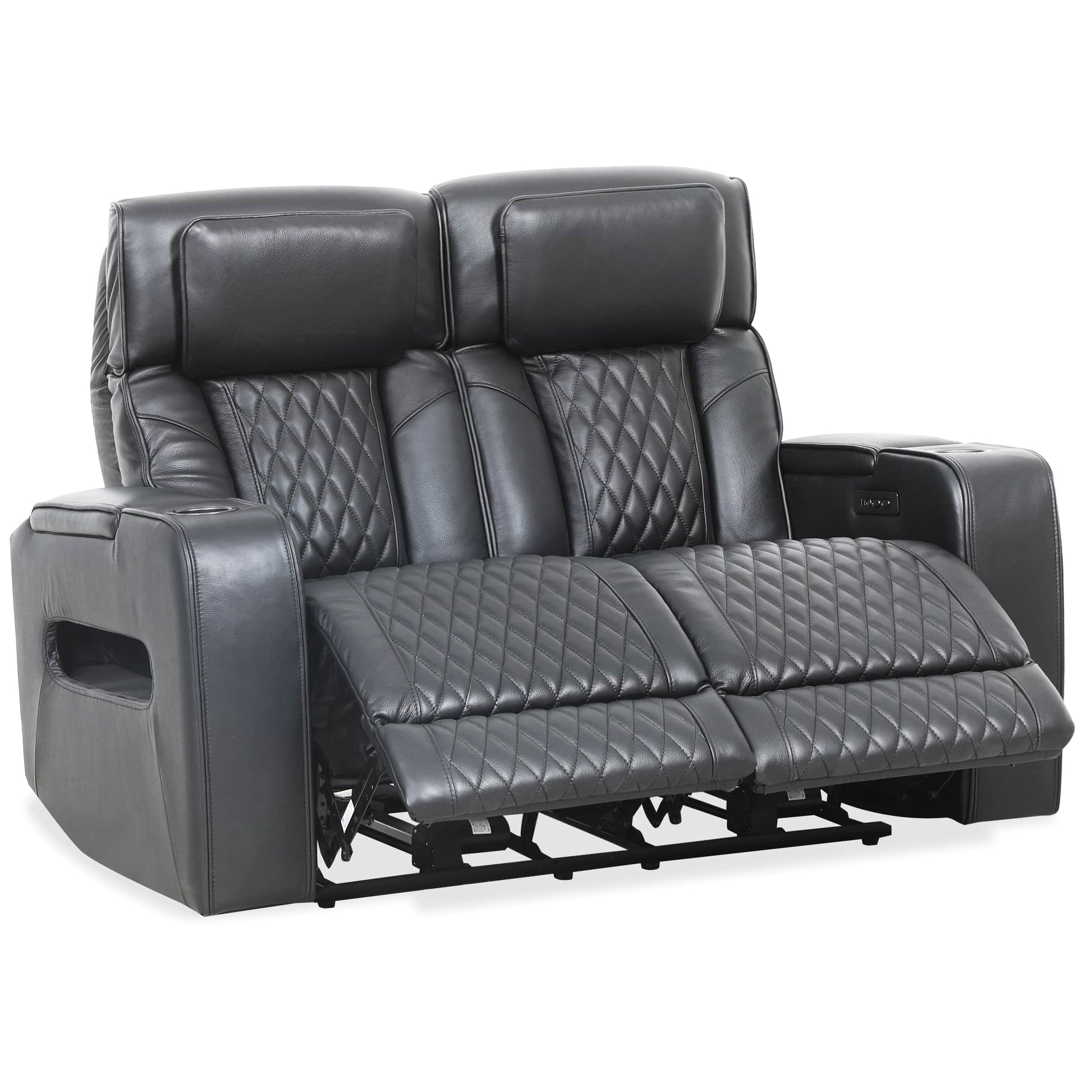 Levoluxe Colton 58" Leather Match Power Reclining 2 Seater Loveseat with Power Headrest, Cupholders and Storage, image 2