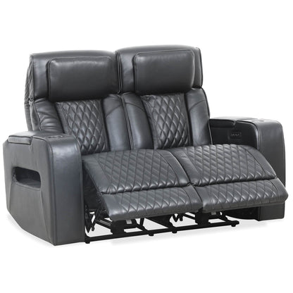 Levoluxe Colton 58" Leather Match Power Reclining 2 Seater Loveseat with Power Headrest, Cupholders and Storage, image 2