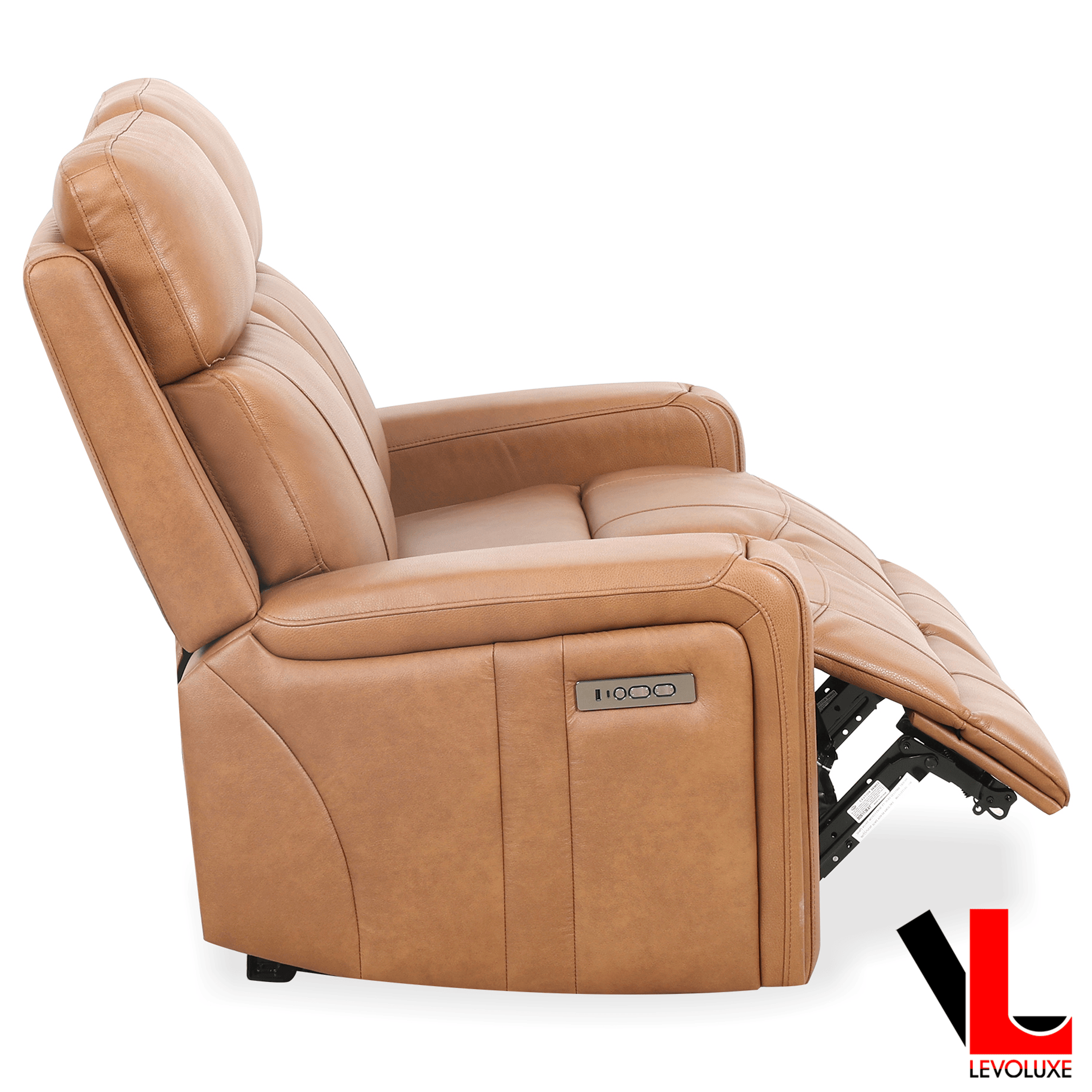 Levoluxe Loveseat Cavron 58" Power Reclining 2 Seater Loveseat with Power Headrests in Cognac Leather Match