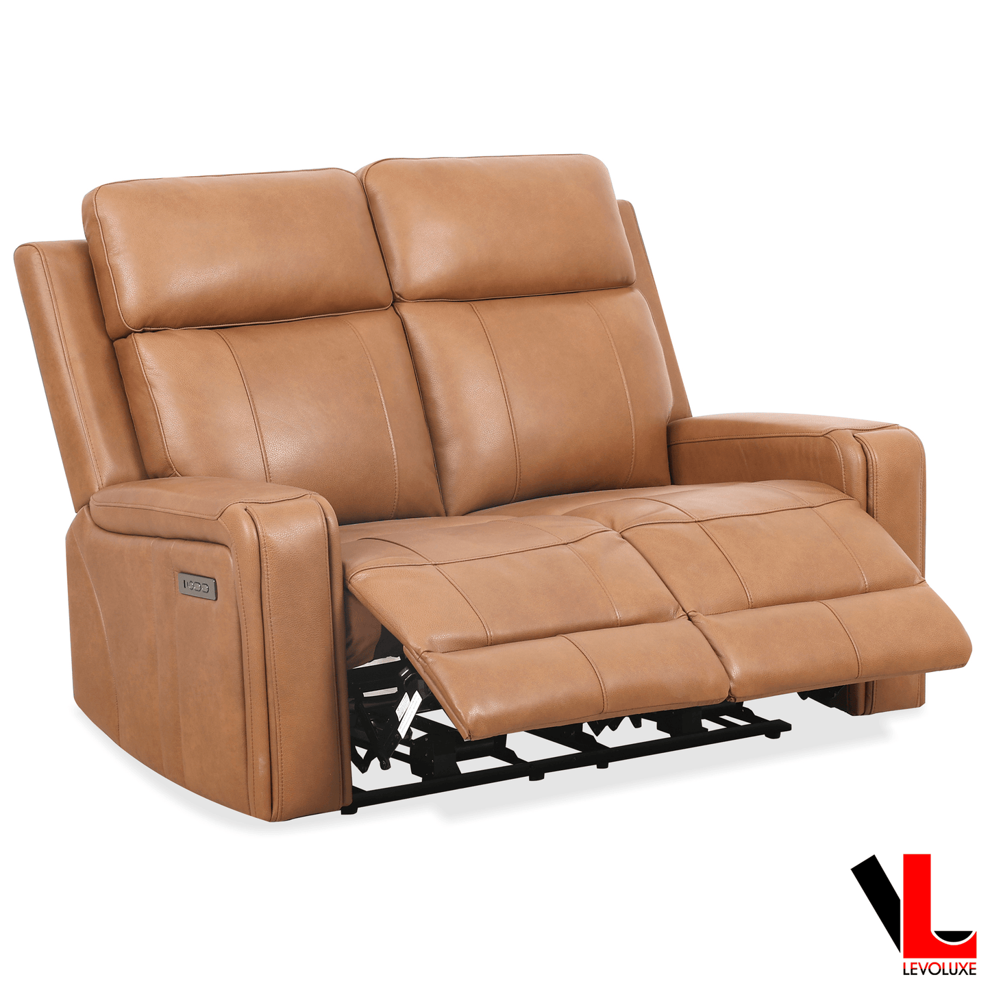 Levoluxe Loveseat Cavron 58" Power Reclining 2 Seater Loveseat with Power Headrests in Cognac Leather Match