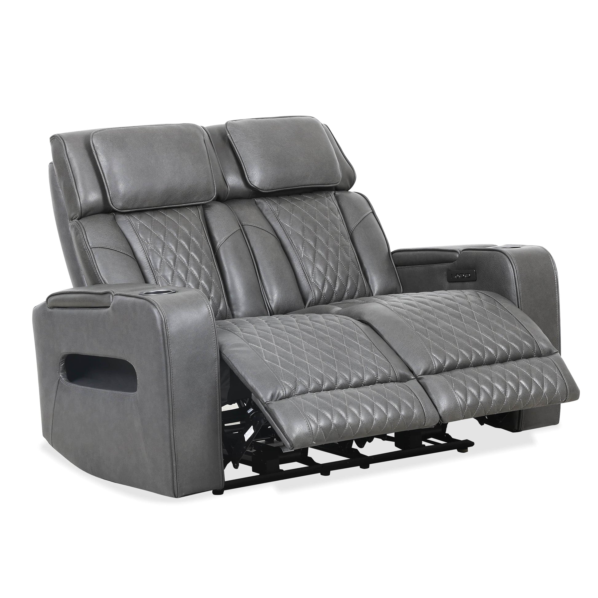 Levoluxe Colton 58" Leather Match Power Reclining 2 Seater Loveseat with Power Headrest, Cupholders and Storage, image 16