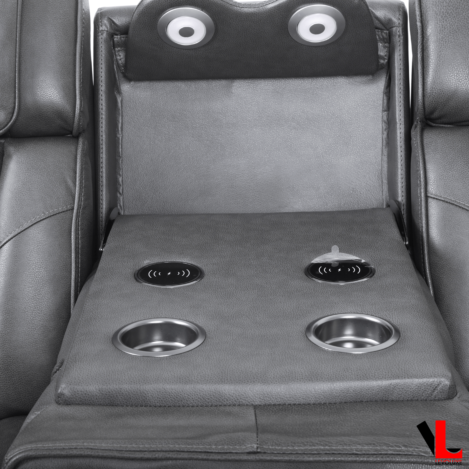 Levoluxe Colton 58" Leather Match Power Reclining 2 Seater Loveseat with Power Headrest, Cupholders and Storage, image 22
