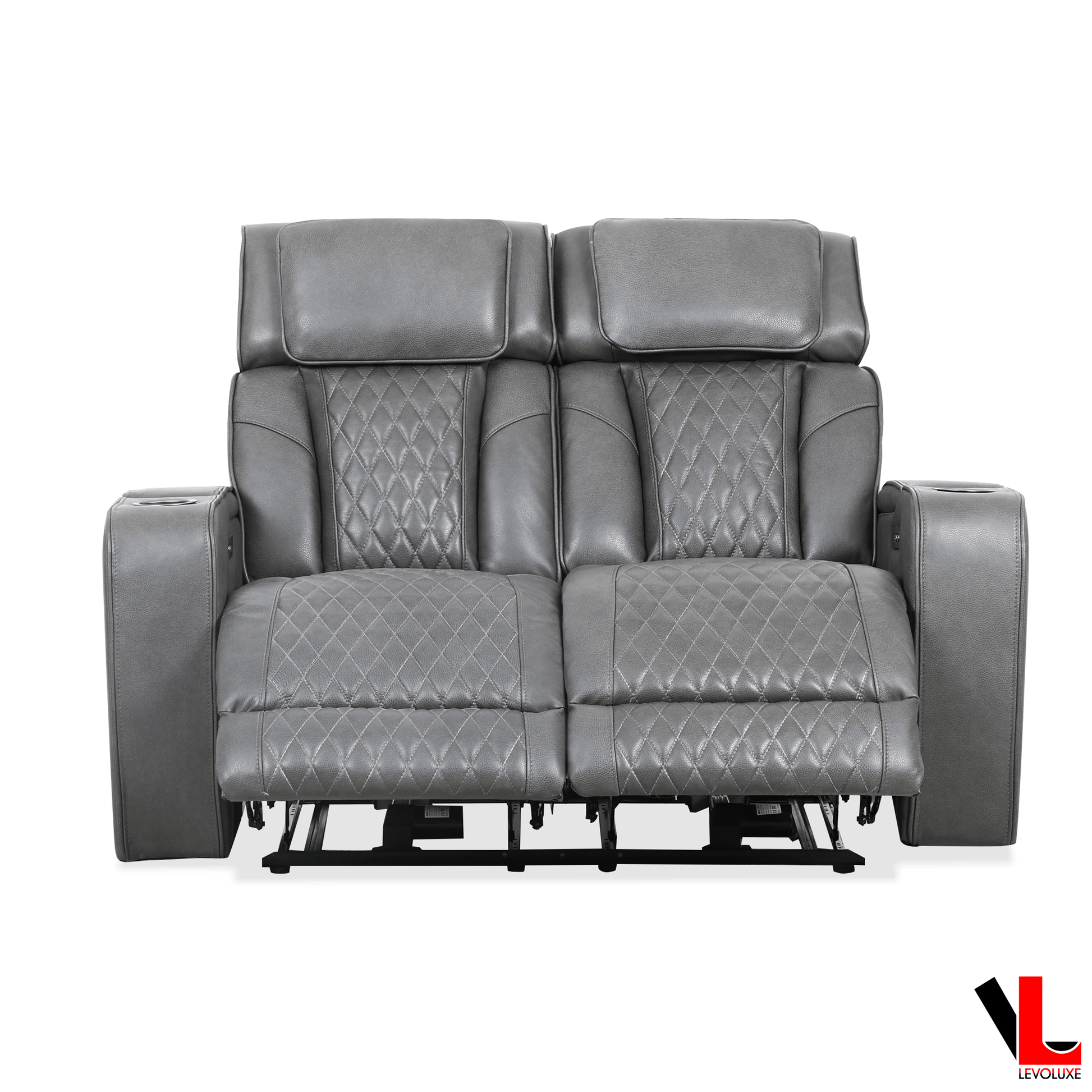 Levoluxe Colton 58" Leather Match Power Reclining 2 Seater Loveseat with Power Headrest, Cupholders and Storage, image 18