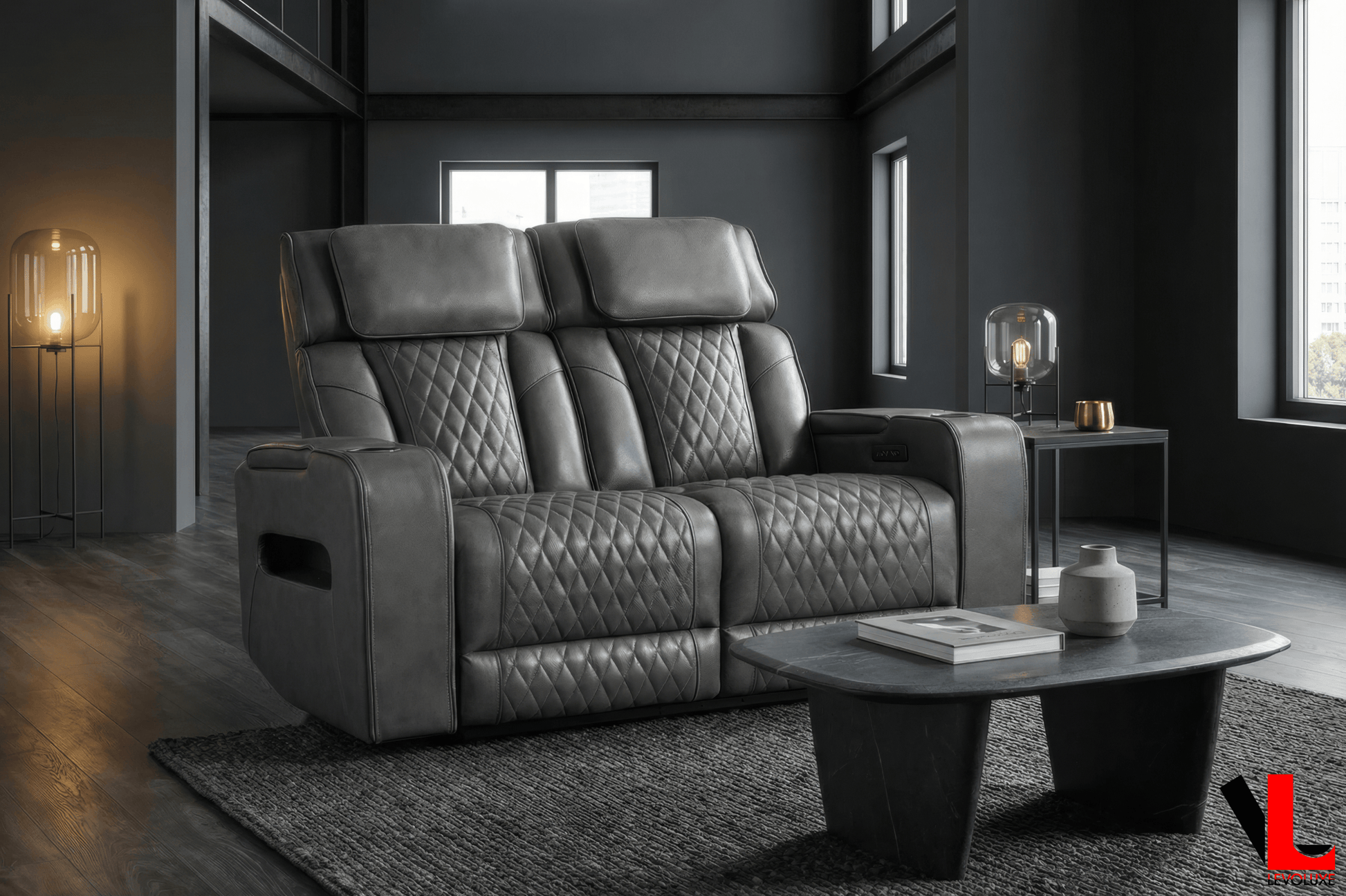 Levoluxe Colton 58" Leather Match Power Reclining 2 Seater Loveseat with Power Headrest, Cupholders and Storage, image 15