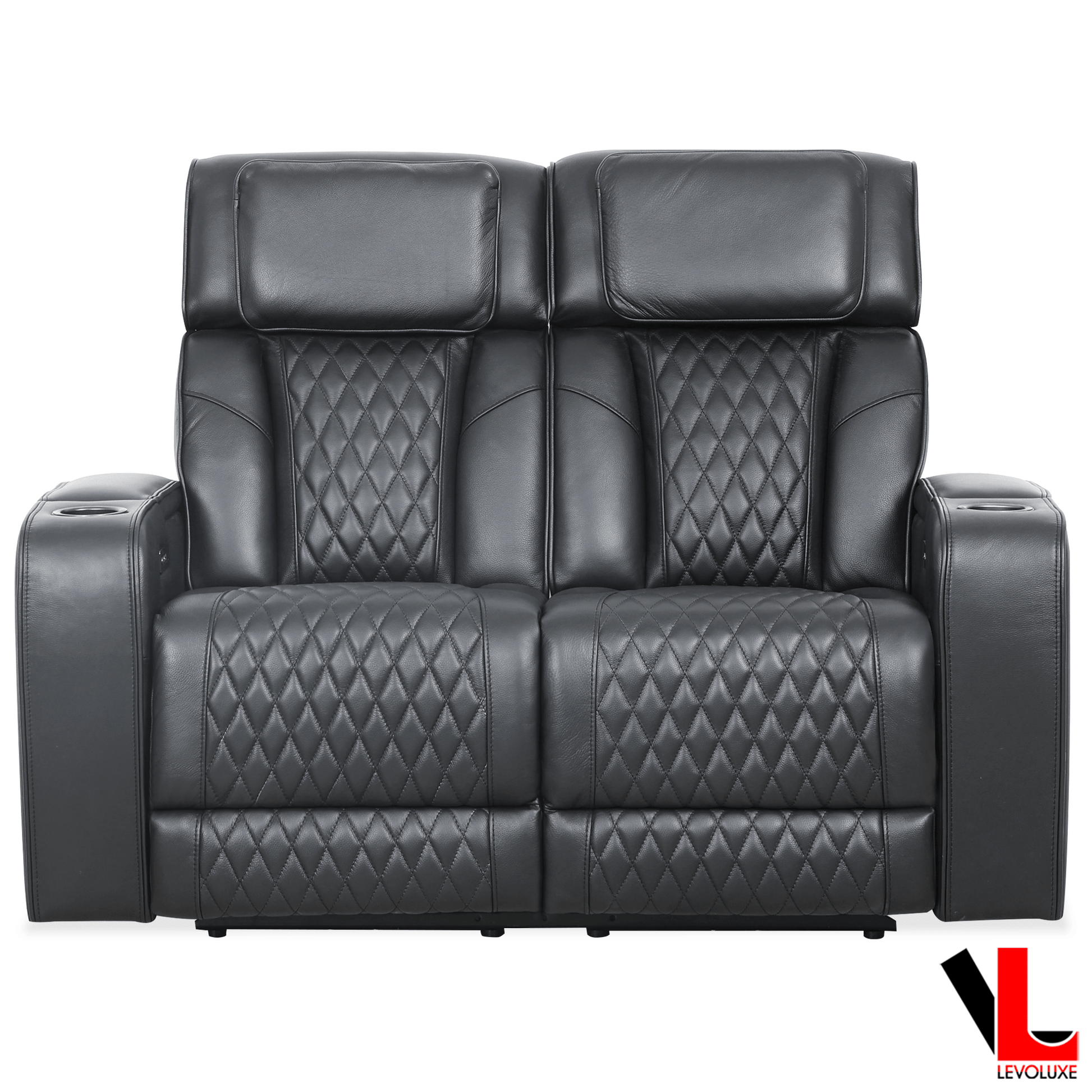 Levoluxe Colton 58" Leather Match Power Reclining 2 Seater Loveseat with Power Headrest, Cupholders and Storage, image 5