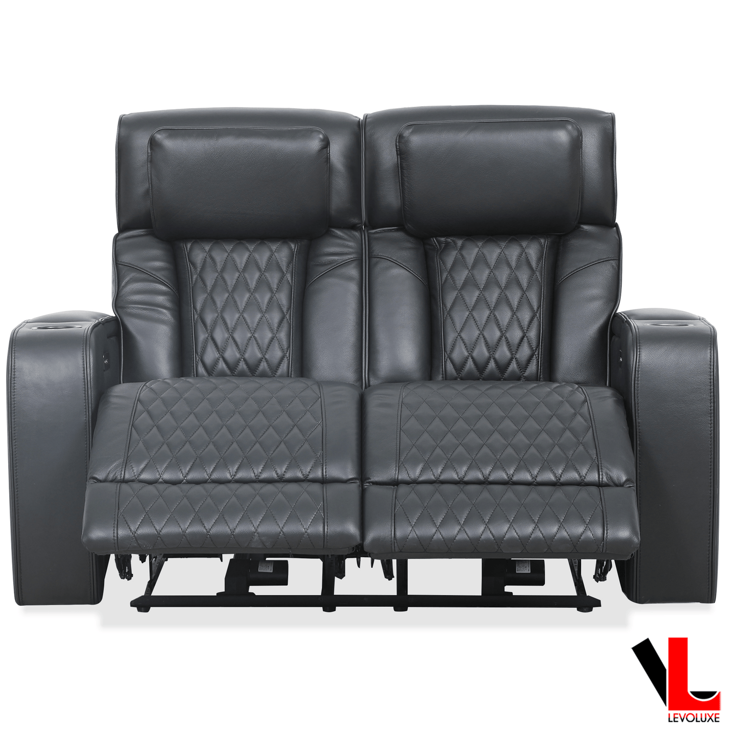 Levoluxe Colton 58" Leather Match Power Reclining 2 Seater Loveseat with Power Headrest, Cupholders and Storage, image 4