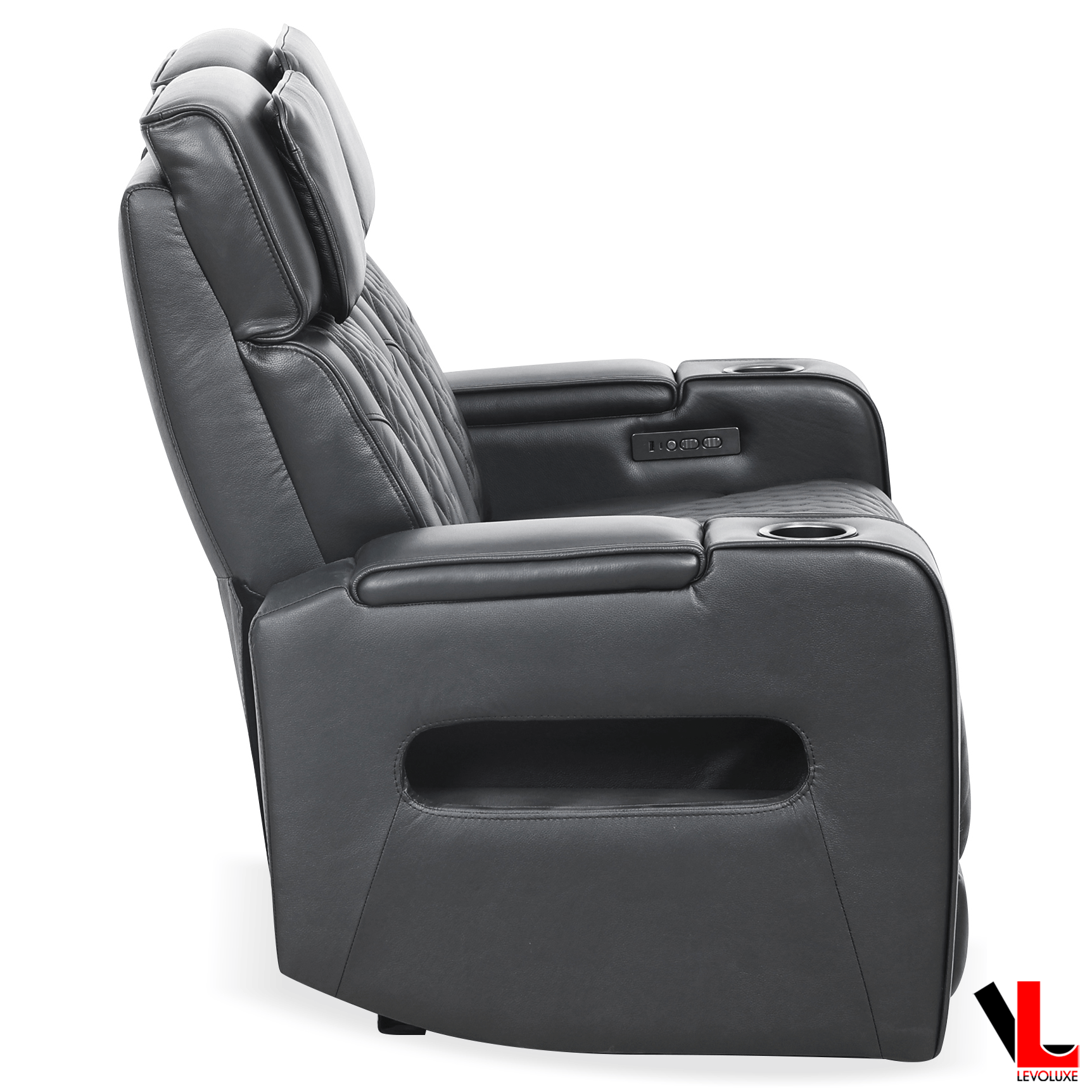 Levoluxe Colton 58" Leather Match Power Reclining 2 Seater Loveseat with Power Headrest, Cupholders and Storage, image 6