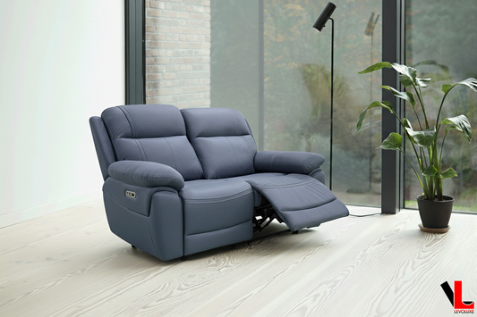 Regent 62" Jaxxon Blue Power Reclining 2 Seater Loveseat with Power Headrests