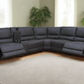 Atlas Corner Sectional Sofa with Console, 2 Power Recliners and 2 Manual Recliners in Kori Piompo Faux Leather