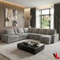 Levoluxe Infinity 150" Wide Large Modular L Shaped Sectional Sofa with Power Sliders and Storage in Soho Dark Grey, image 1