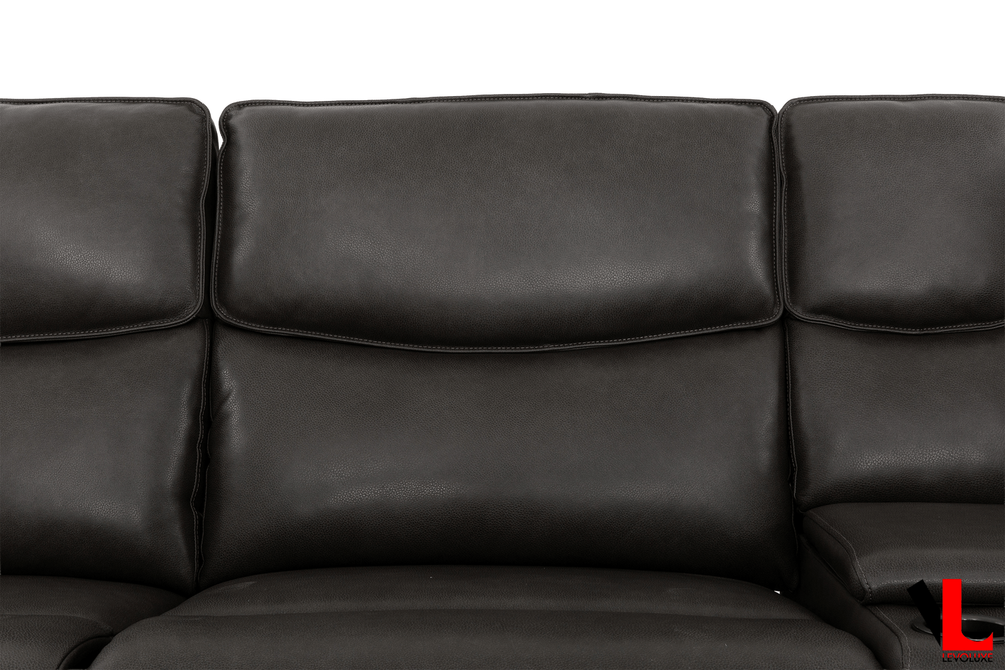 Levoluxe Sectional Knox 129" Wide Power Reclining Corner Sectional Sofa with Power Headrests and Storage Console in Espresso Leather Match