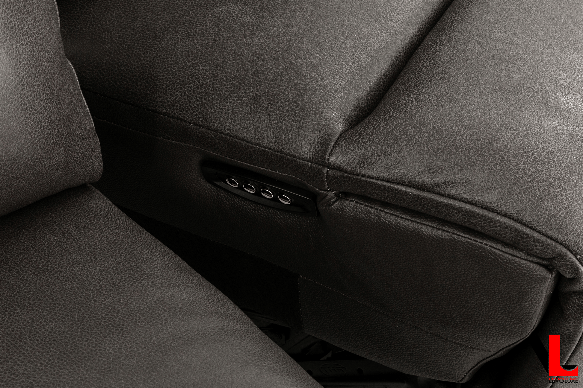 Levoluxe Sectional Knox 129" Wide Power Reclining Corner Sectional Sofa with Power Headrests and Storage Console in Espresso Leather Match