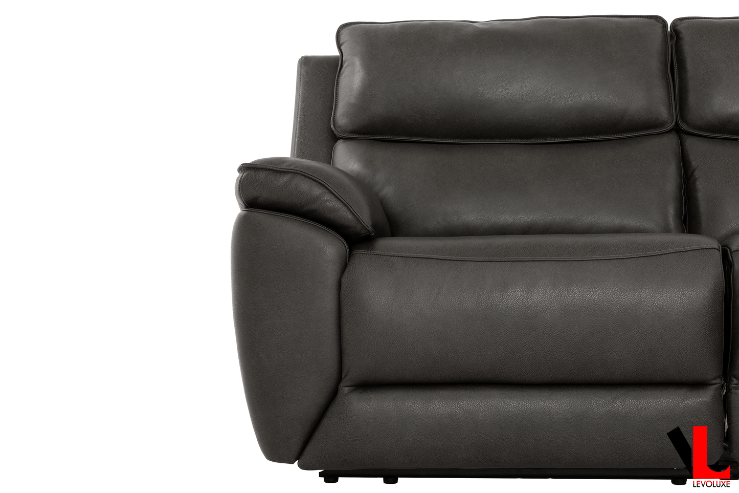 Levoluxe Sectional Knox 129" Wide Power Reclining Corner Sectional Sofa with Power Headrests and Storage Console in Espresso Leather Match