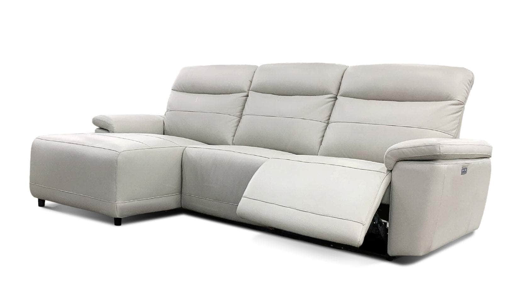 Levoluxe Sectional Left Facing Chaise Novak 102" Wide Power Reclining Sectional Sofa in Light Grey Leather Match
