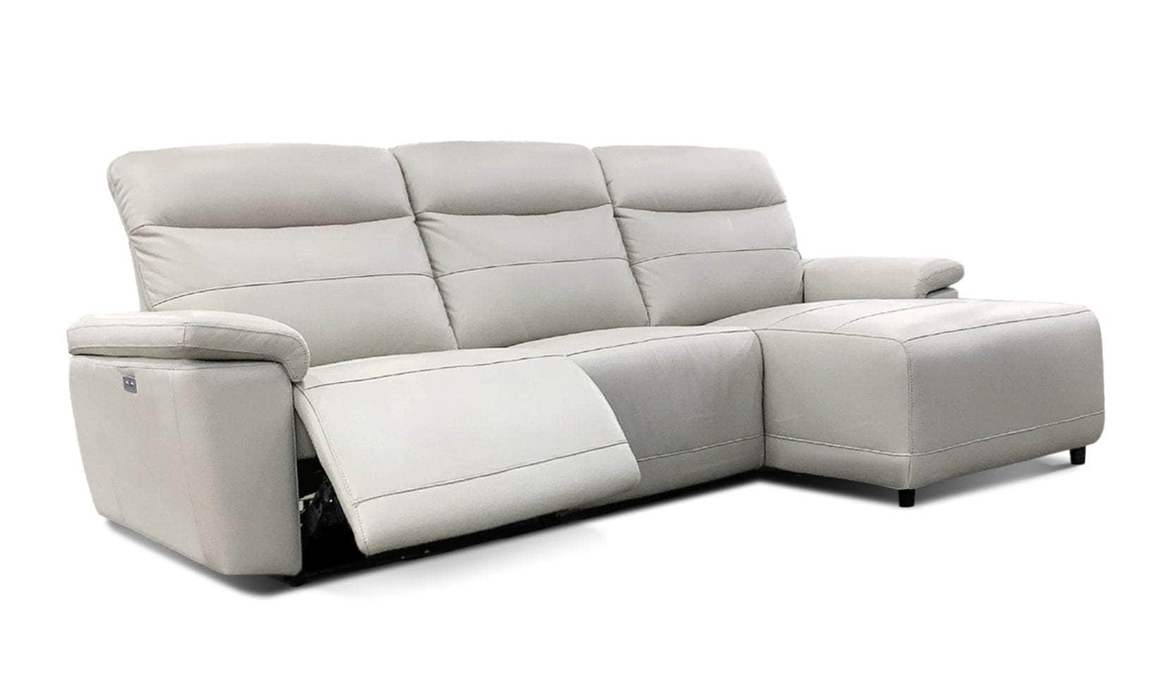 Levoluxe Sectional Right Facing Chaise Novak 102" Wide Power Reclining Sectional Sofa in Light Grey Leather Match