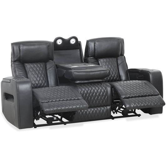 Levoluxe Colton 78" Leather Match Power Reclining 3 Seater Sofa with 2 Power Headrests, Cupholders, Storage and Drop Down Tray, image 2