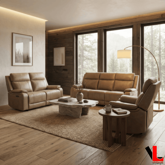Levoluxe Brindle 3 Piece Leather Match Power Reclining Sofa, Loveseat and Chair Set, image 2