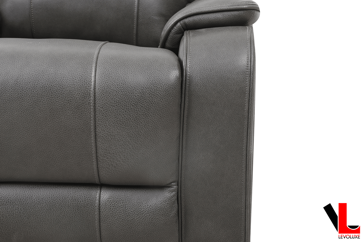 Levoluxe Sofa Brindle 83.5" Power Reclining 3 Seater Sofa in Charcoal Leather Match