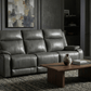Levoluxe Sofa Brindle 83.5" Power Reclining 3 Seater Sofa in Charcoal Leather Match