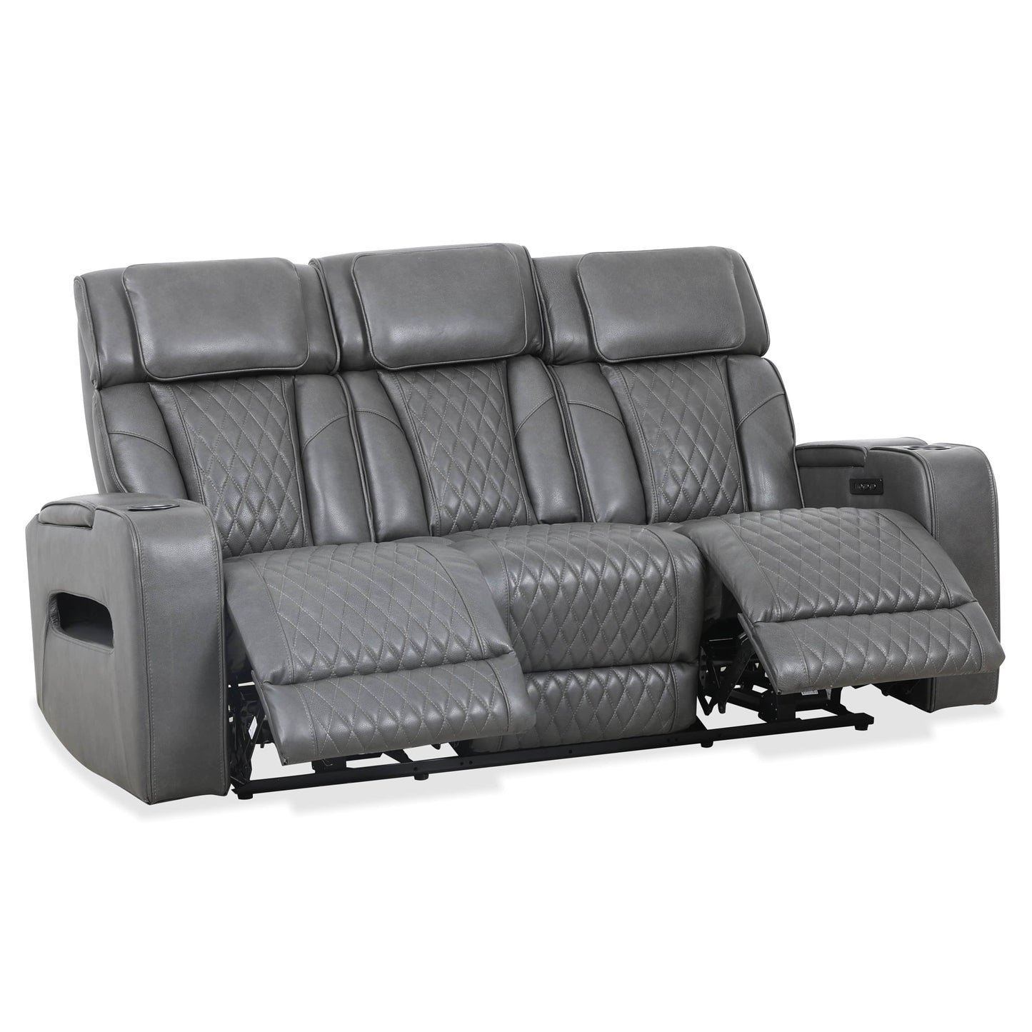 Levoluxe Colton 78" Leather Match Power Reclining 3 Seater Sofa with 2 Power Headrests, Cupholders, Storage and Drop Down Tray, image 15