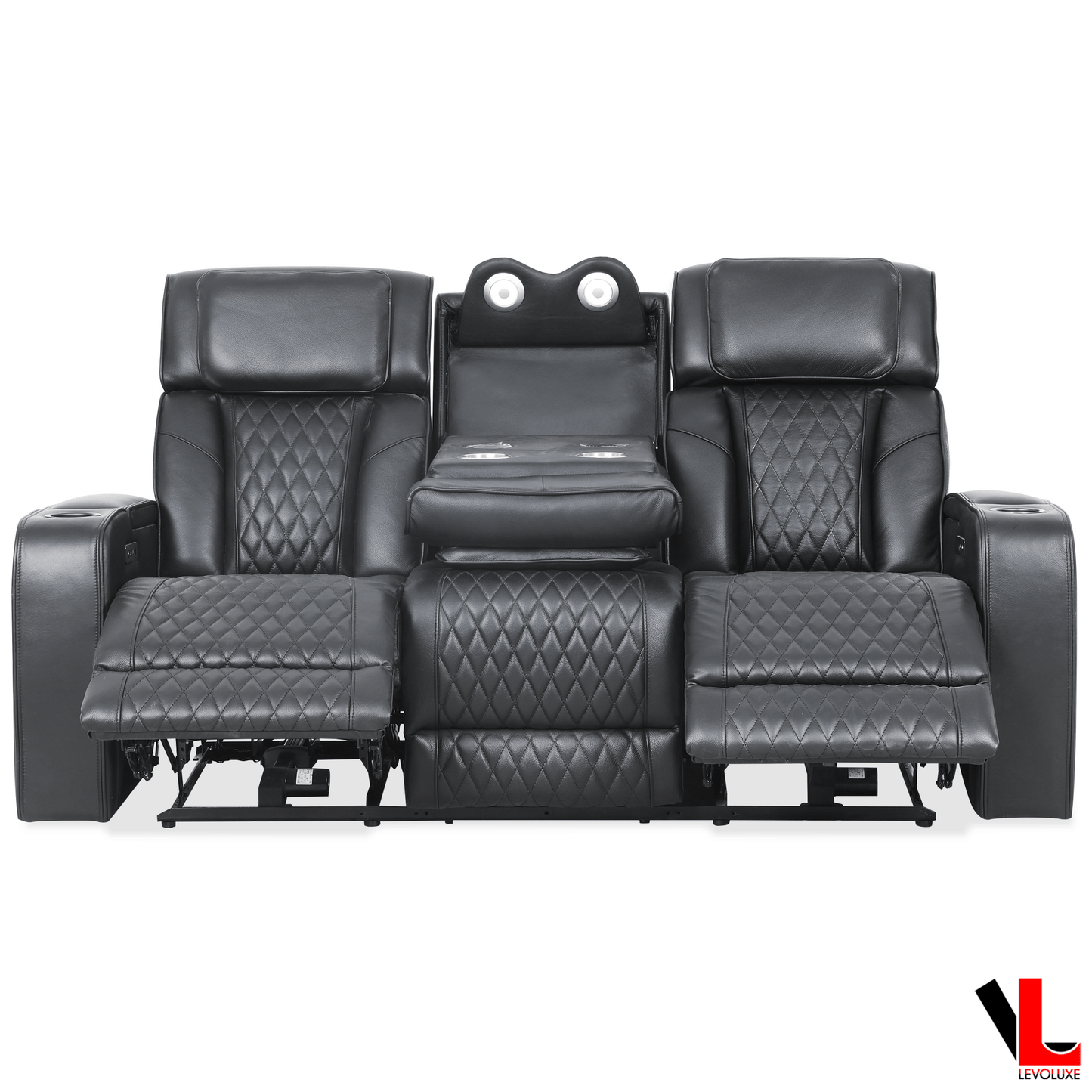 Levoluxe Colton 78" Leather Match Power Reclining 3 Seater Sofa with 2 Power Headrests, Cupholders, Storage and Drop Down Tray, image 4