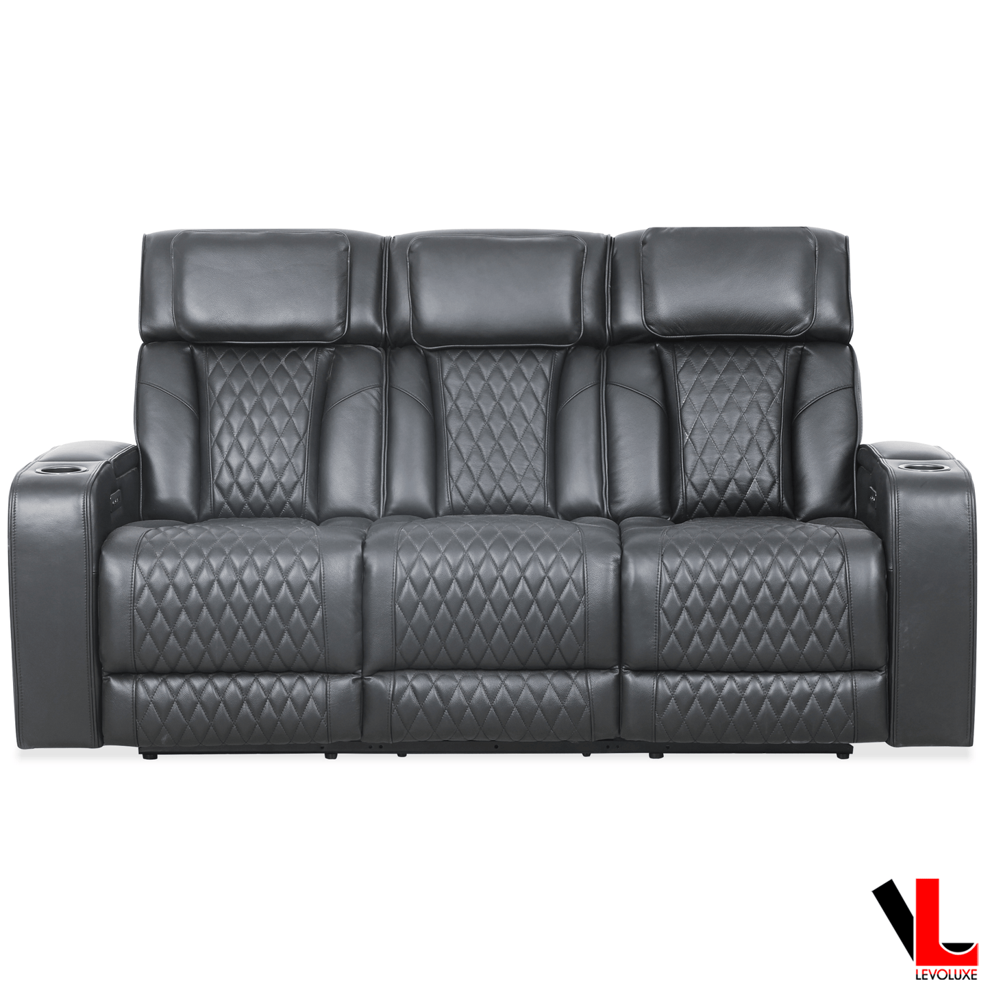 Levoluxe Colton 78" Leather Match Power Reclining 3 Seater Sofa with 2 Power Headrests, Cupholders, Storage and Drop Down Tray, image 5