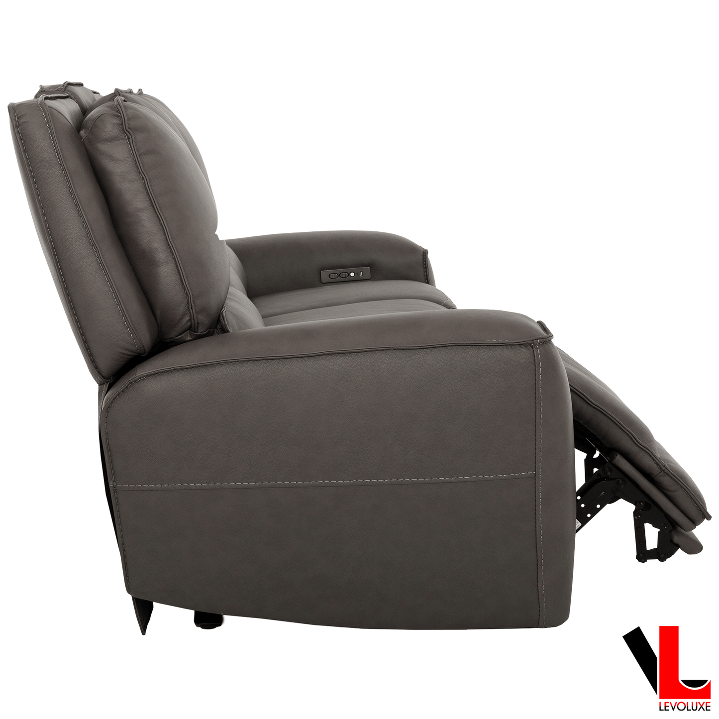 Levoluxe Sofa Odessa 92" Power Reclining 3 Seater Sofa with Power Headrests in Tex Grey Leather Match