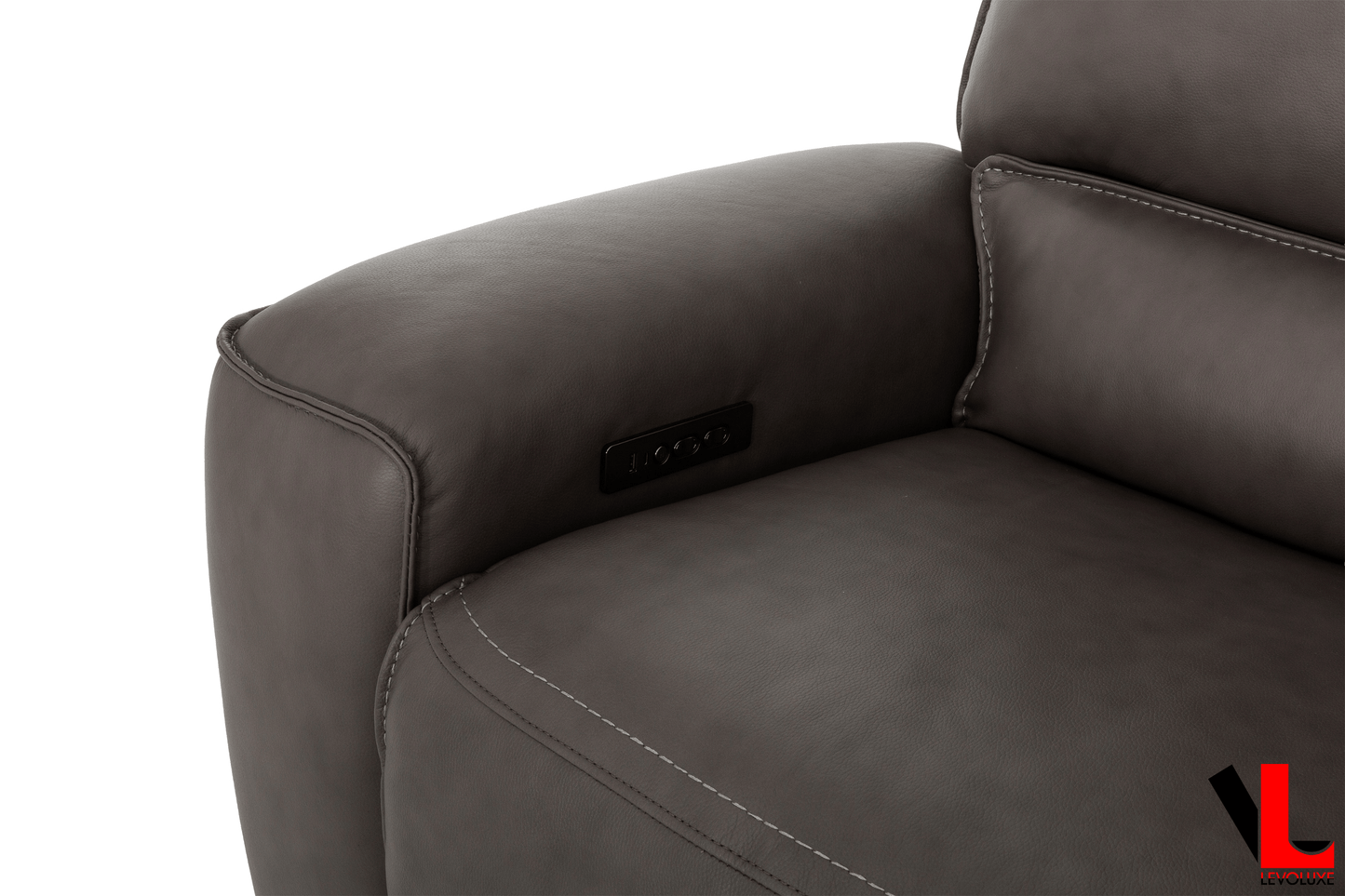 Levoluxe Sofa Odessa 92" Power Reclining 3 Seater Sofa with Power Headrests in Tex Grey Leather Match