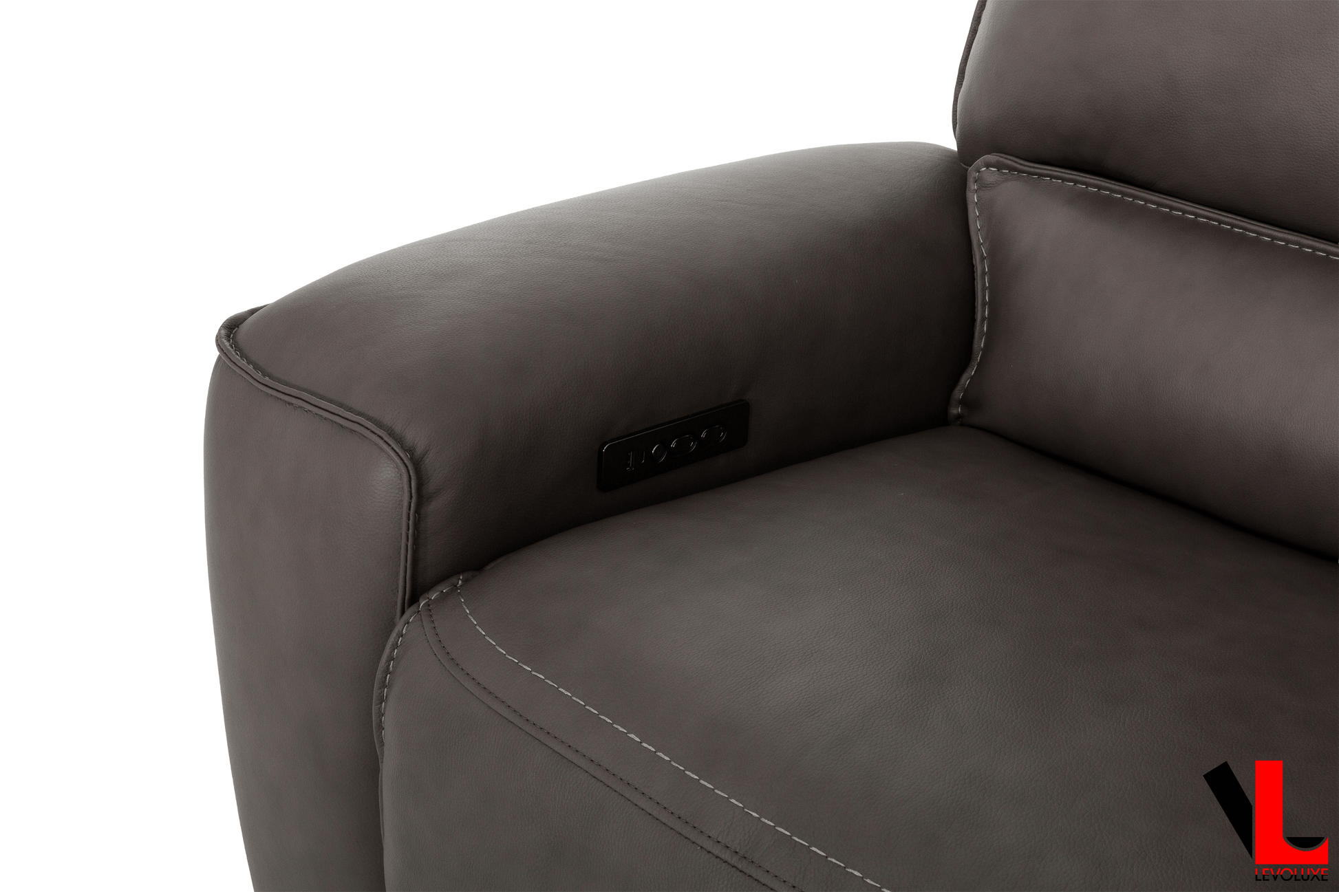 Levoluxe Sofa Odessa 92" Power Reclining 3 Seater Sofa with Power Headrests in Tex Grey Leather Match