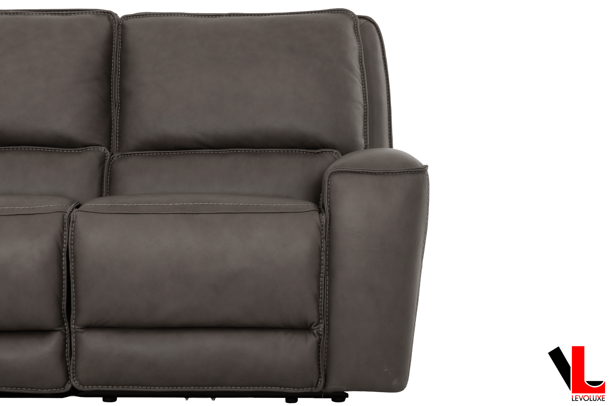 Levoluxe Sofa Odessa 92" Power Reclining 3 Seater Sofa with Power Headrests in Tex Grey Leather Match