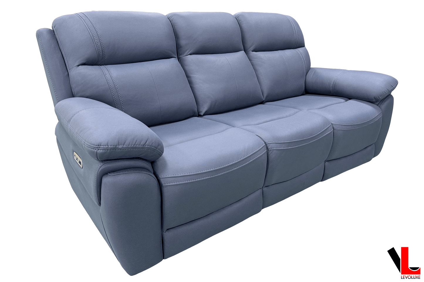 Levoluxe Sofa Regent 83" Jaxxon Blue Power Reclining 3 Seater Sofa with Power Headrests
